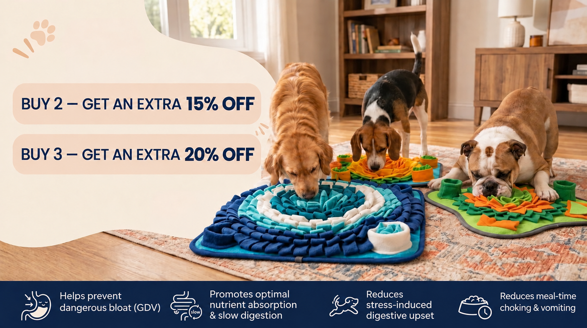 Buy 2, get an extra 15% off. Buy 3, get an extra 20% off.